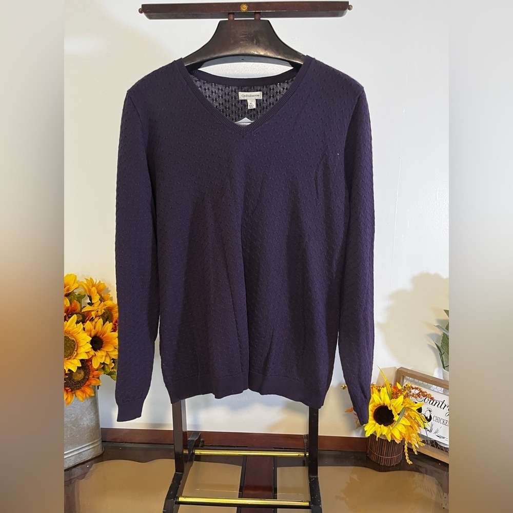 💜 Croft & Barrow Men’s Textured V-Neck Sweater – Size XL (NWT)